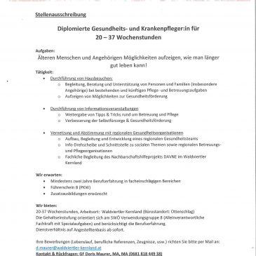 Stellenauschreibung  – Community Nurse