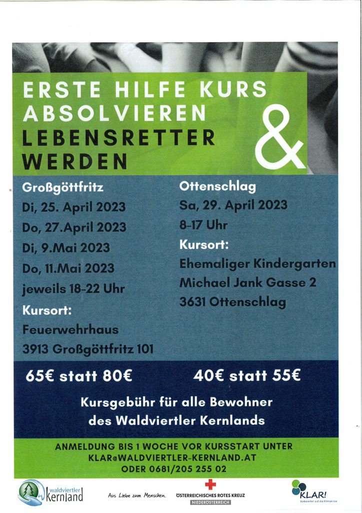 Erste Hilfe Kurse – Großgöttfritz, Ottenschlag