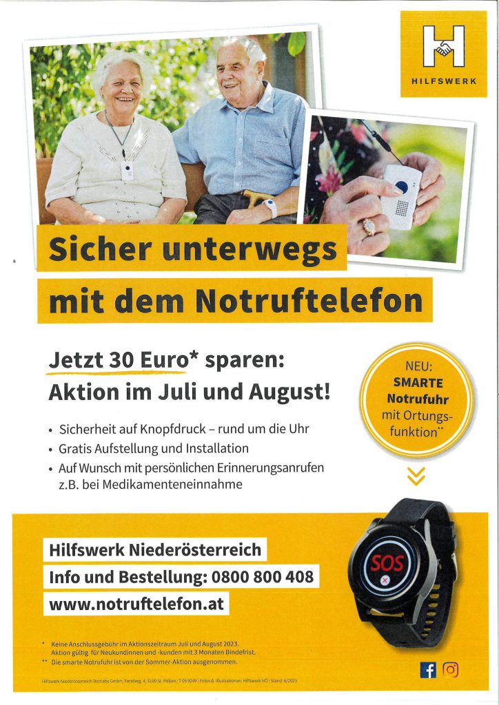NÖ Hilfswerk – Sicher unterwegs mit dem Notruftelefon