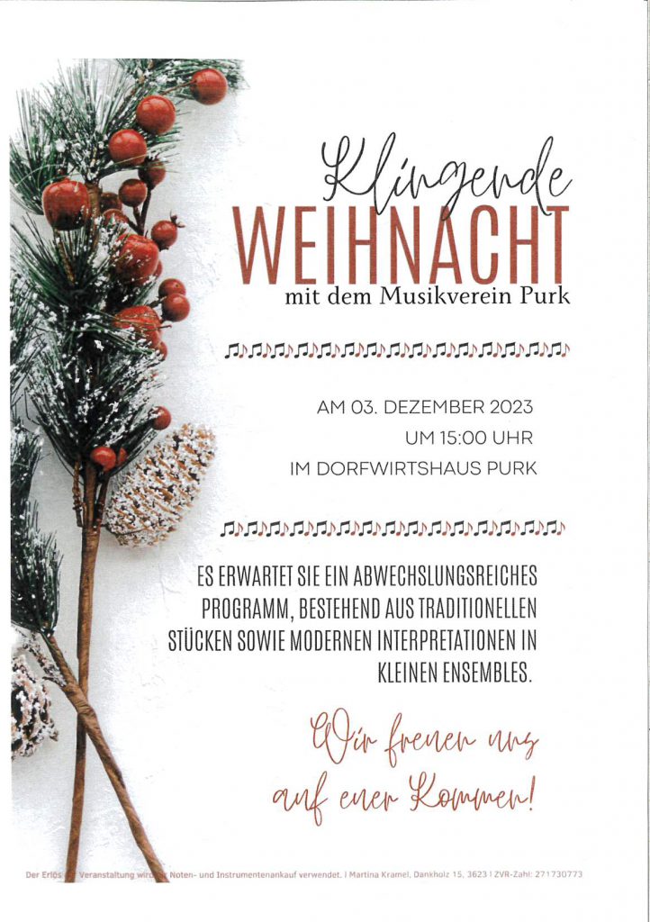 Klingende Weihnacht mit dem Musikverein Purk