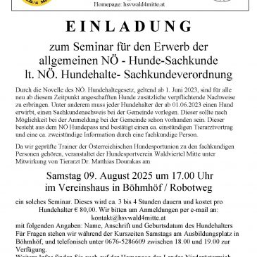 Hunde-Sachkundenachweis – Seminar am 09.08.2025