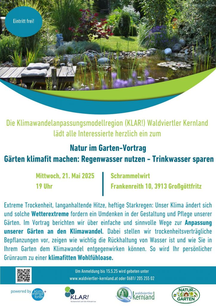 Natur im Garten-Vortrag – Gärten klimafit machen: Regenwasser nutzen – Trinkwasser sparen
