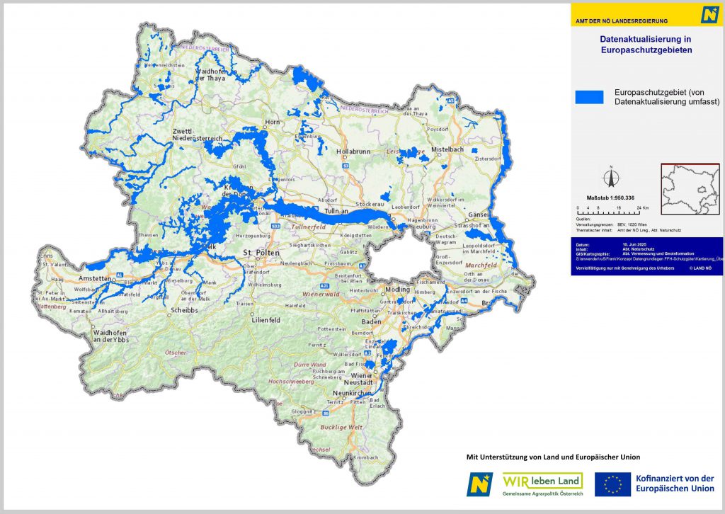 Datenaktualisierung in 15 bestehenden Europaschutzgebieten in Niederösterreich