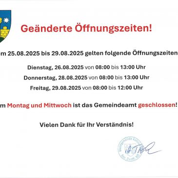 Abweichende Öffnungszeiten
