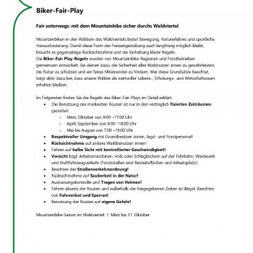 Biker-Fair-Play – Fair unterwegs: mit dem Mountainbike sicher durchs Waldviertel