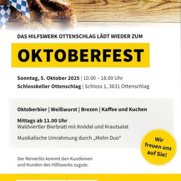 Das Hilfswerk Ottenschlag lädt zum Oktoberfest ein