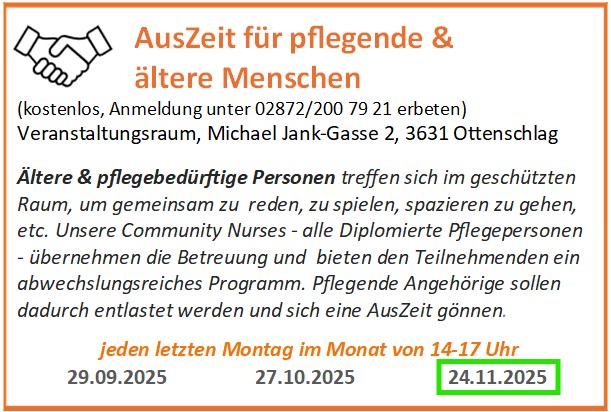 AusZeit für pflegende & ältere Menschen am 24.11.2025