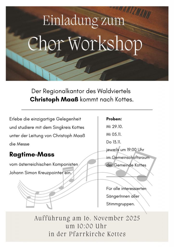 Einladung zum Chor Workshop mit Regionalkantor Christoph Maaß