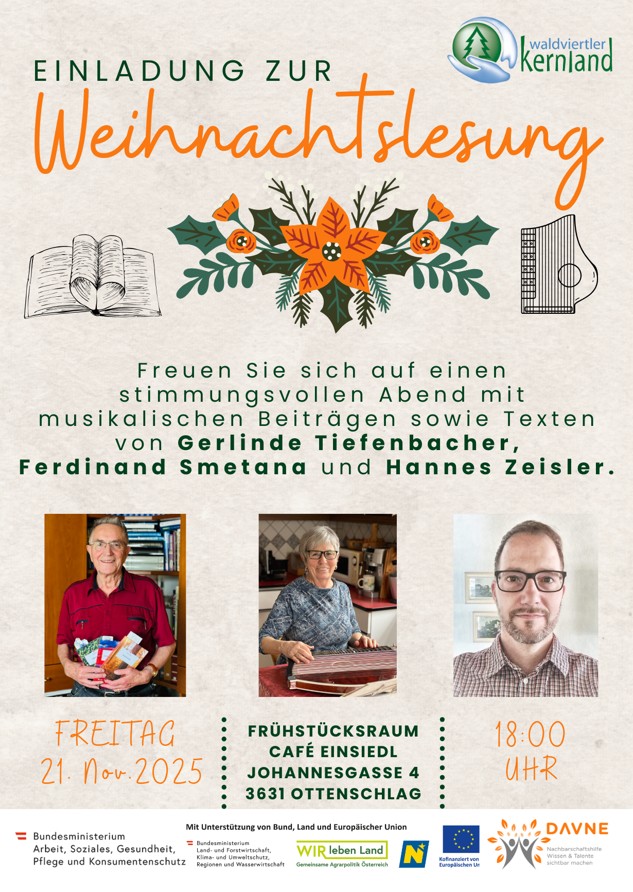 Einladung zur Weihnachtslesung des Waldviertler Kernlands