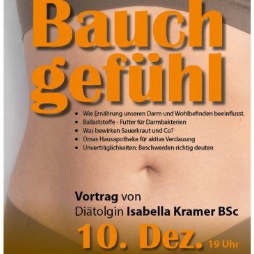 10.12.2025: Bauchgefühl Vortag von Diätologin Isabella Kramer BSc