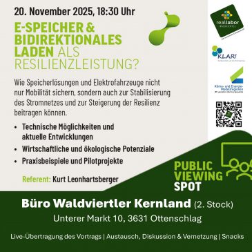 Public Viewing – Start der Veranstaltungsreihe zum Thema E-Speicher und bidirektionales Laden