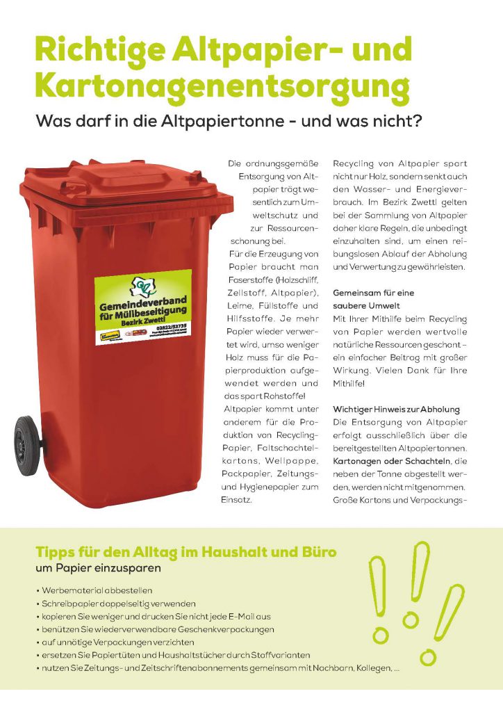 Richtige Altpapier- und Kartonagenentsorgung