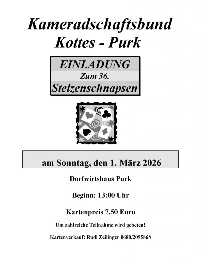 Stelzenschnapsen des Kameradschaftsbunds Kottes-Purk am 01.03.2026