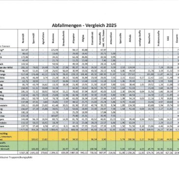 Abfallmengen – Vergleich 2025