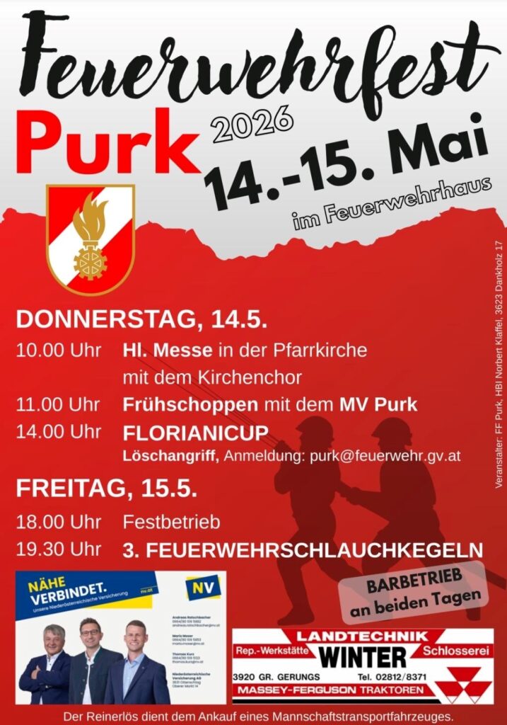 Feuerwehrfest Purk, 14.+15.05.2026