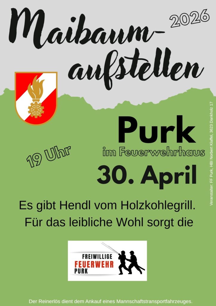 Maibaum aufstellen Purk, 30.04.2026