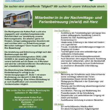 Stellenausschreibung Nachmittags- und Ferienbetreuung (m/w/d)