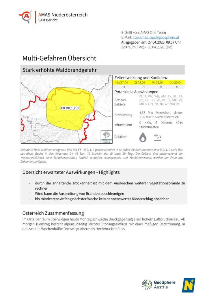 Stark erhöhte Waldbrandgefahr