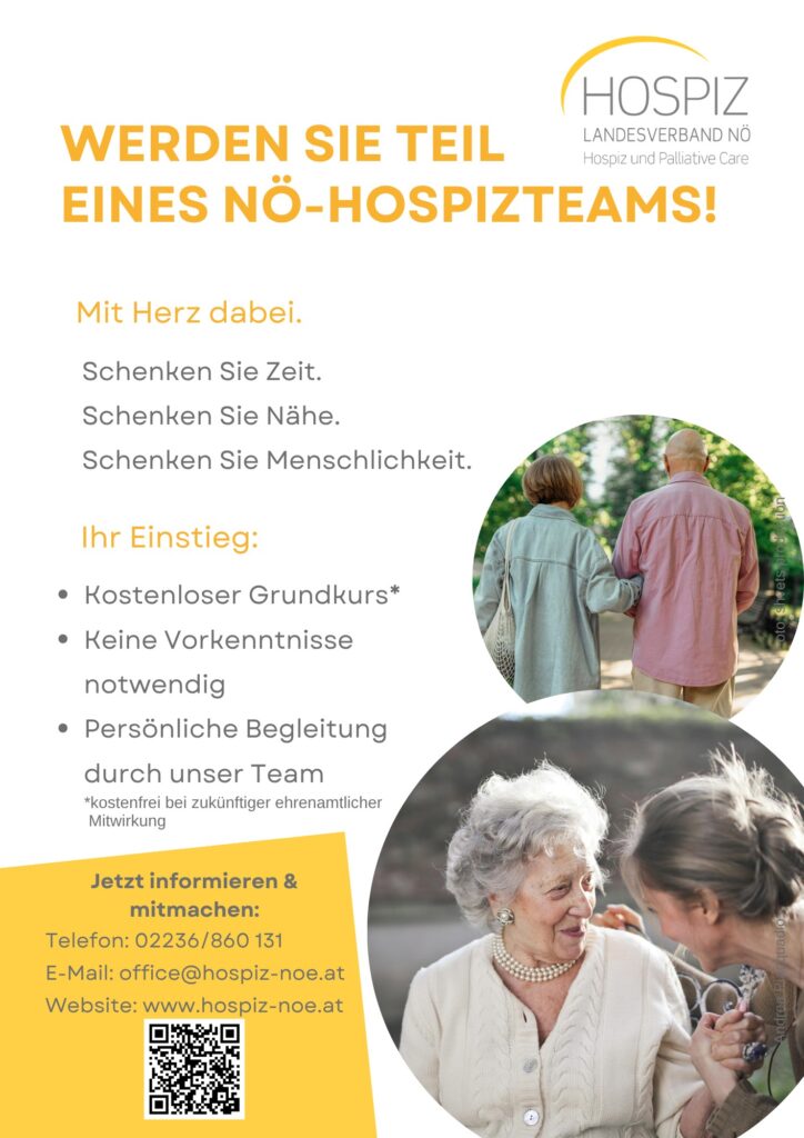 Der Landesverband Hospiz Niederösterreich sucht dringend ehrenamtliche Hospizbegleiter*innen