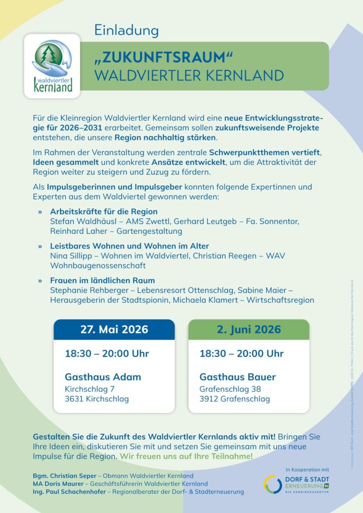 Einladung “Zukunftsraum” 27.05.2026 & 02.06.2026