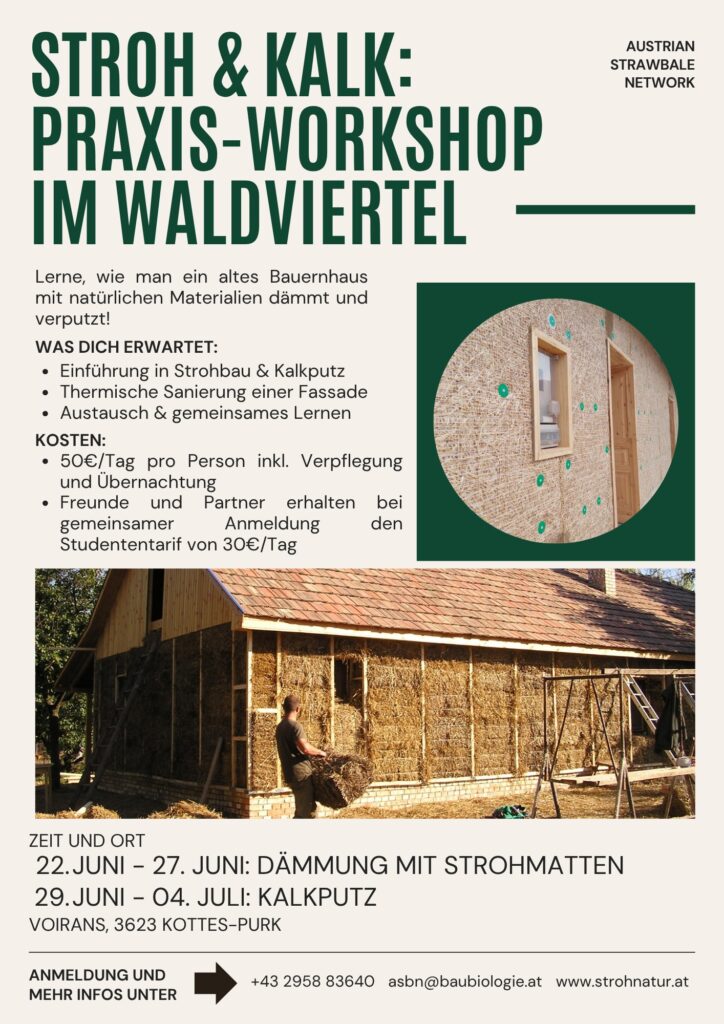 Praxis-Workshop: Stroh & Kalk – 22.-27.06.2026 & 29.06.-04.07.2026