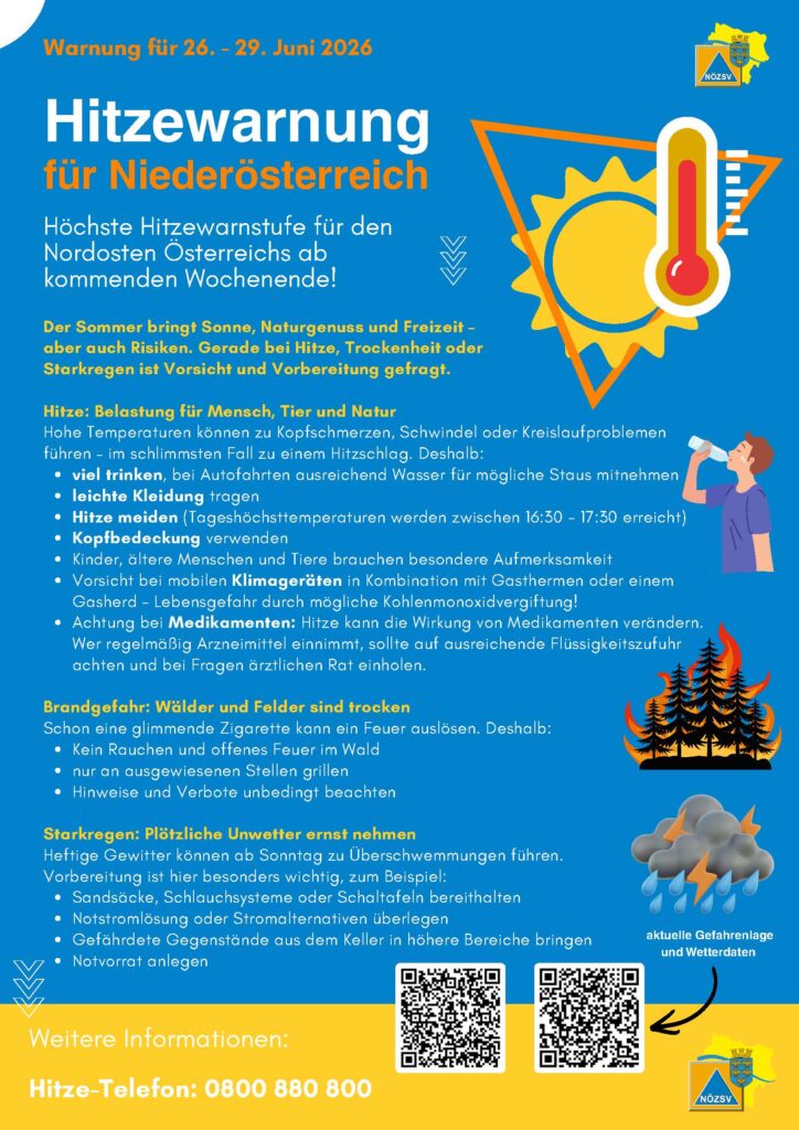 Hitzewarnung für Niederösterreich