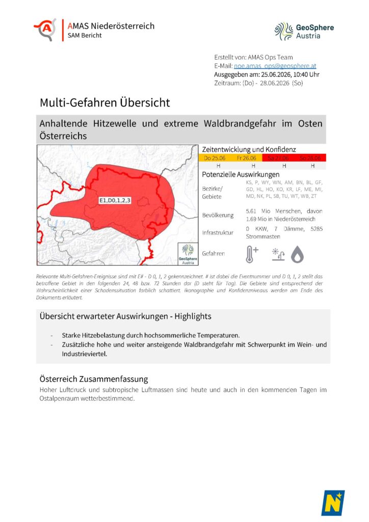 Information: Anhaltende Hitzewelle und extreme Waldbrandgefahr