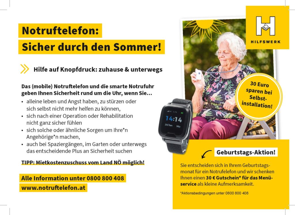Sicher unterwegs mit dem Hilfswerk-Notruftelefon