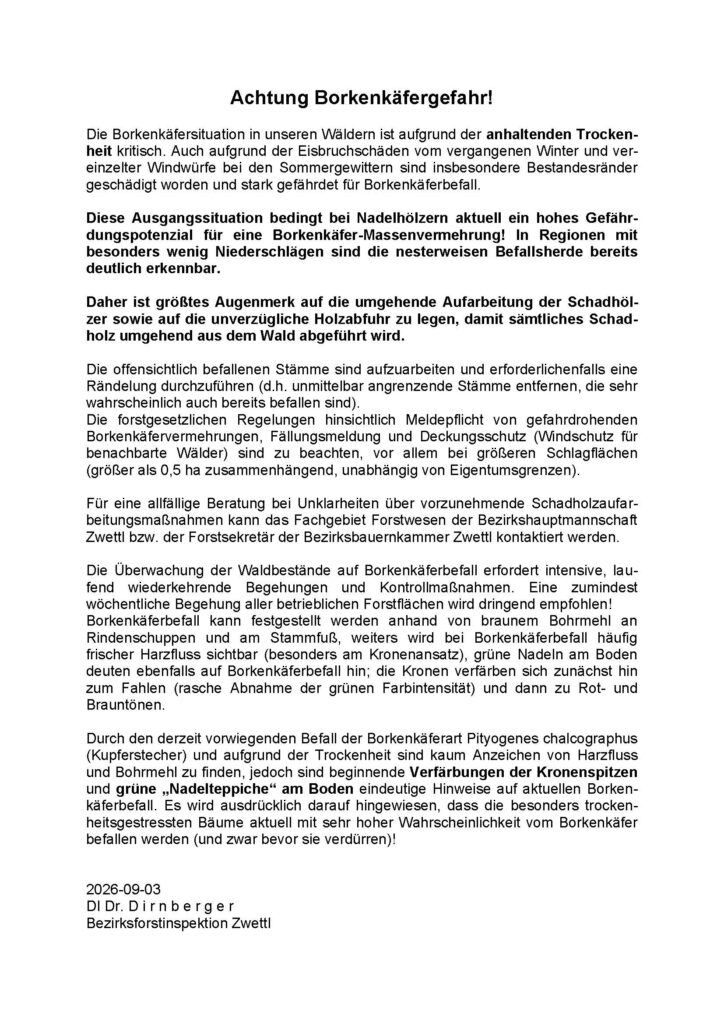 Borkenkäferinformation