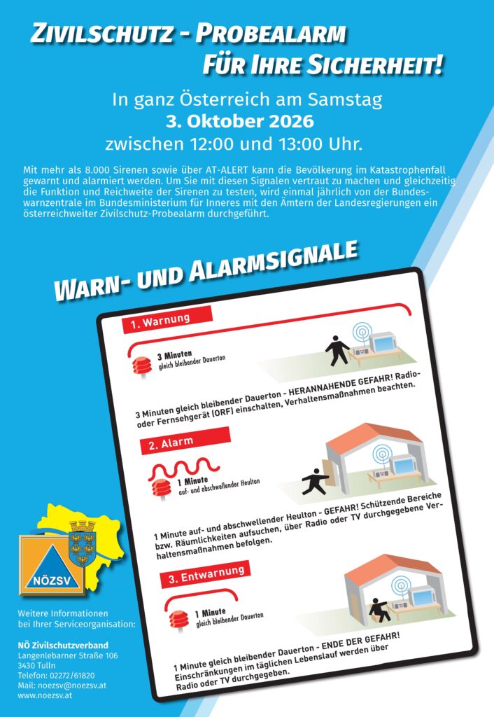 Zivilschutz-Probealarm am 3. Oktober