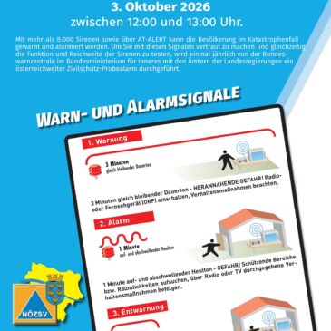 Zivilschutz-Probealarm am 3. Oktober
