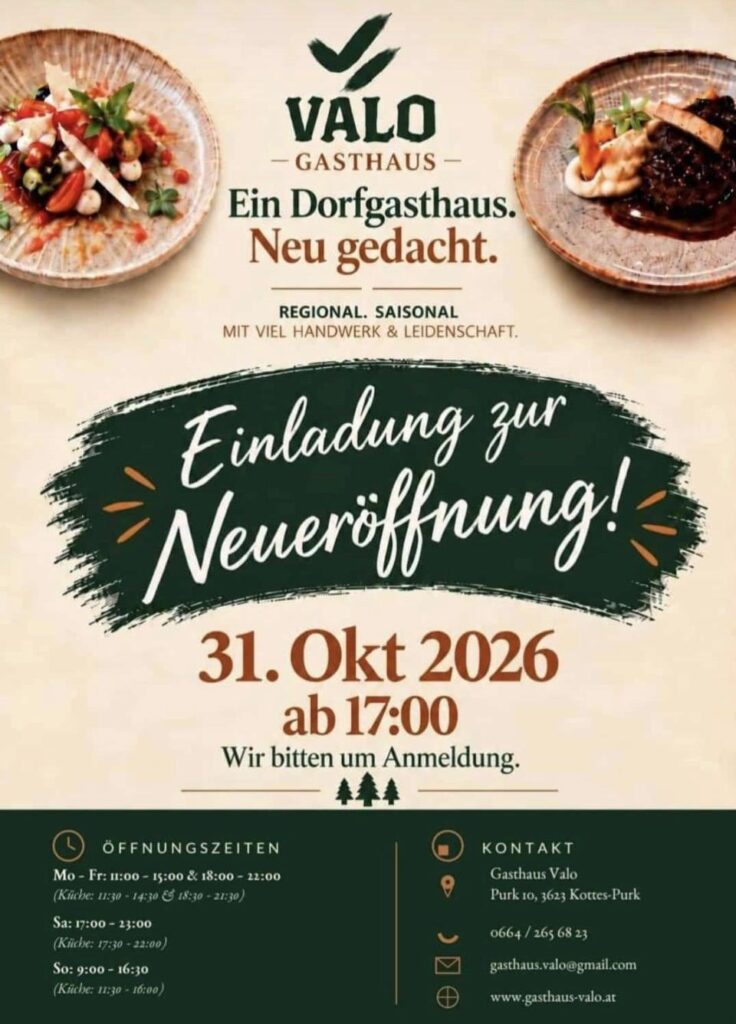 Neueröffnung Gasthaus Valo in Purk